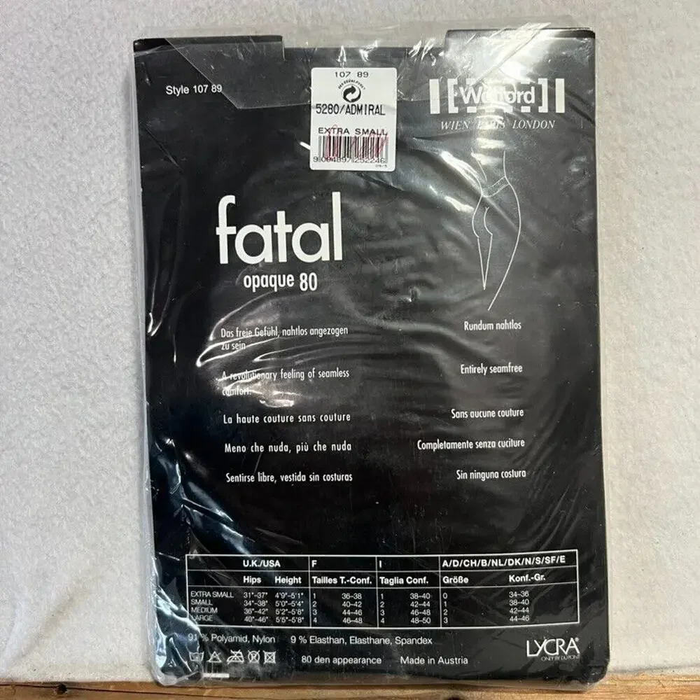 Helmut Newton For Wolford Tights Fatal Opaque 80 XS Admiral Pantyhose 107 89